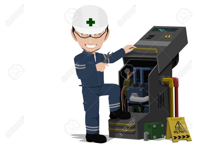 75092154 maintenance engineer is repairing machine on transparent background